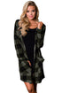 Sexy Grey Black Checkered Button Up Hooded Cardigan